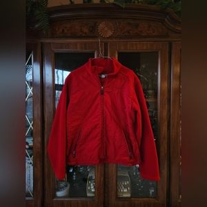Red Fleece Zip Up Jacket Quilted Large